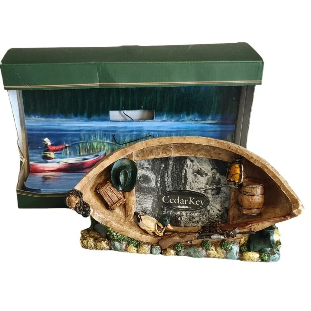 Cedar Key Boat Series Hunting Boat Picture Photo Frame Mallard Rifle Hat Lantern